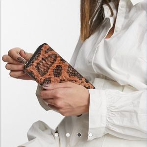 Paul Costelloe Leather Zip Around Snake Wallet NWT